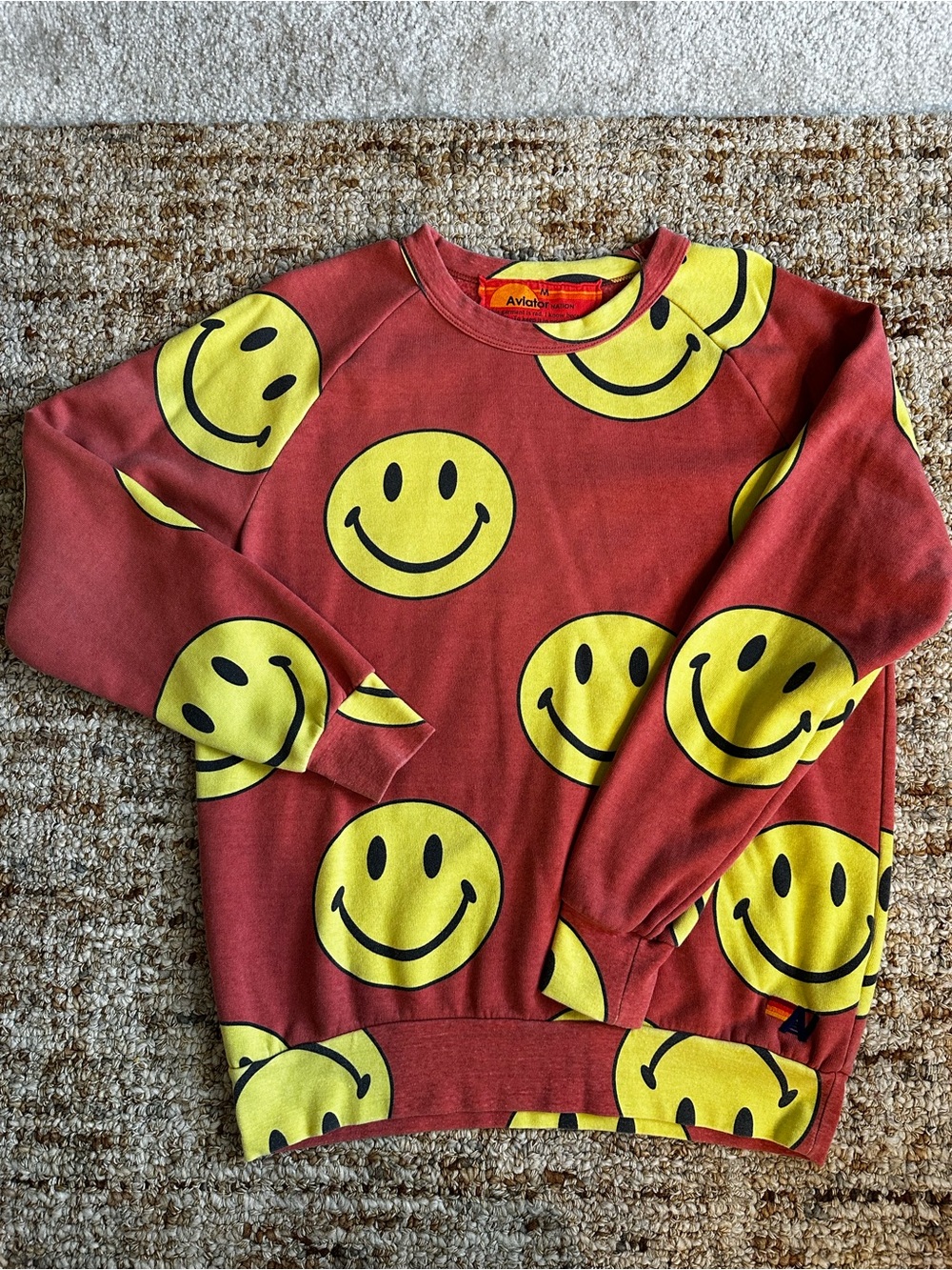 Aviator Nation Sweatshirt with Yellow Smiley Faces